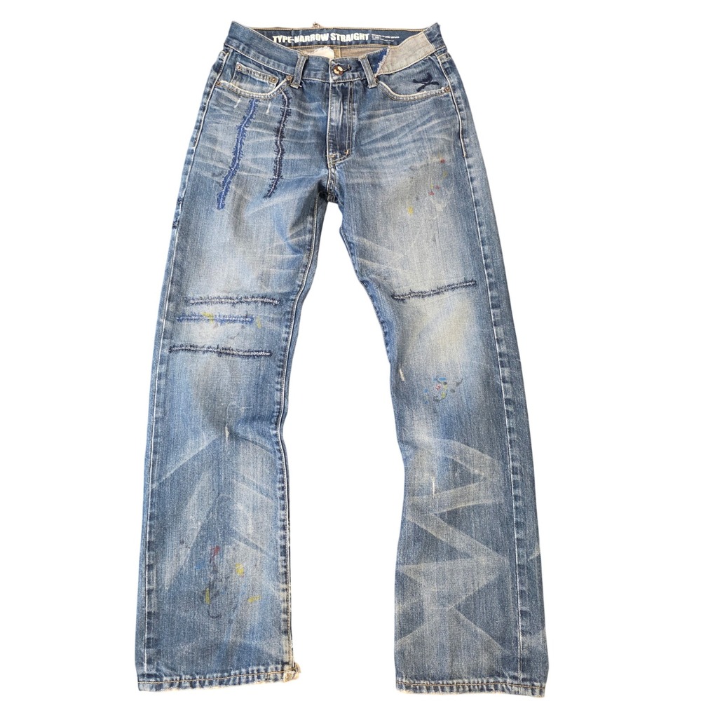 Vintage Neighborhood Denim DCNH Narrow Straight Distressed Jeans W31 L30 Blue